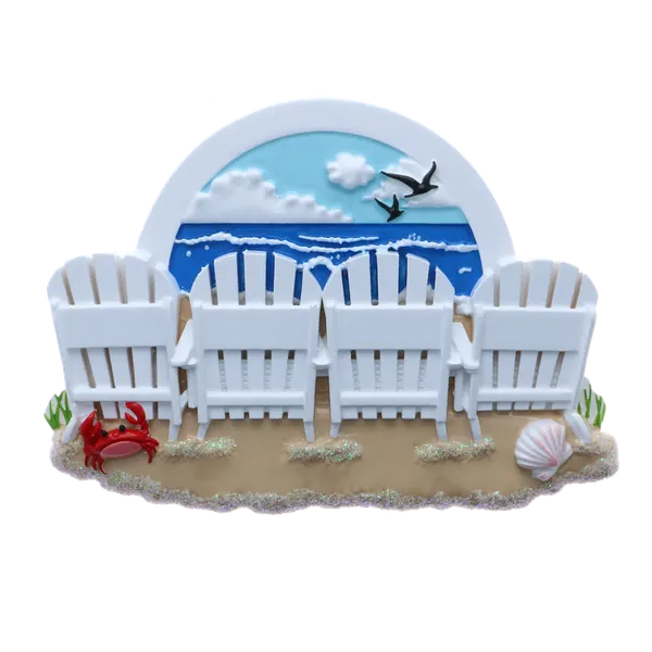 OR2258-4 - Beach Chairs Family of 4 Personalised Christmas Decoration