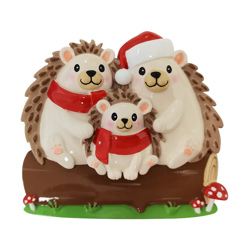 OR2261-3 - Hedgehog Family of 3 Personalised Christmas Decoration