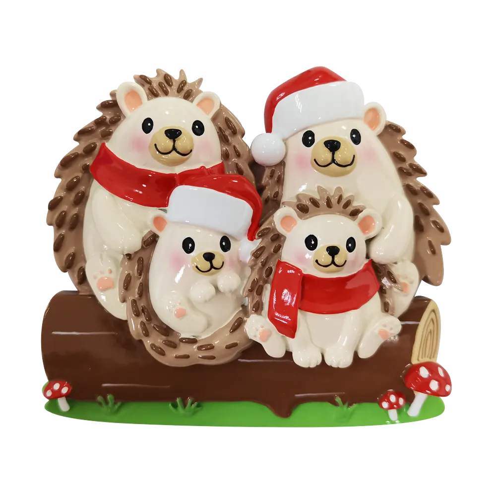 OR2261-4 - Hedgehog Family of 4 Personalised Christmas Decoration