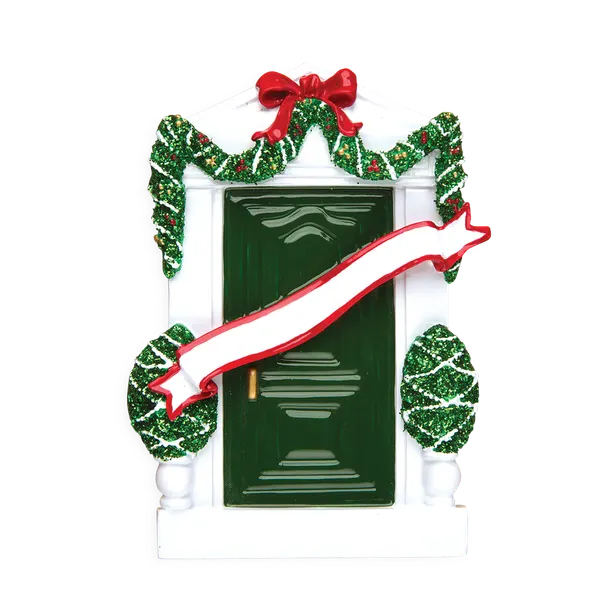 OR229-G - Green Door Personalised Christmas Decoration