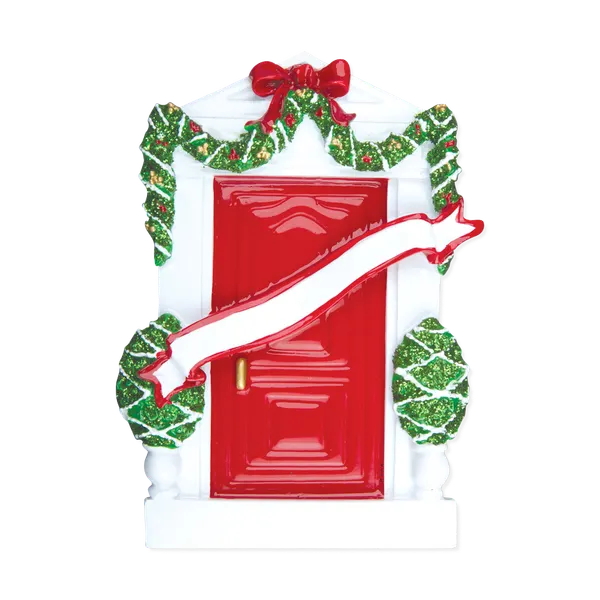 OR229-R - Red Door Personalised Christmas Decoration