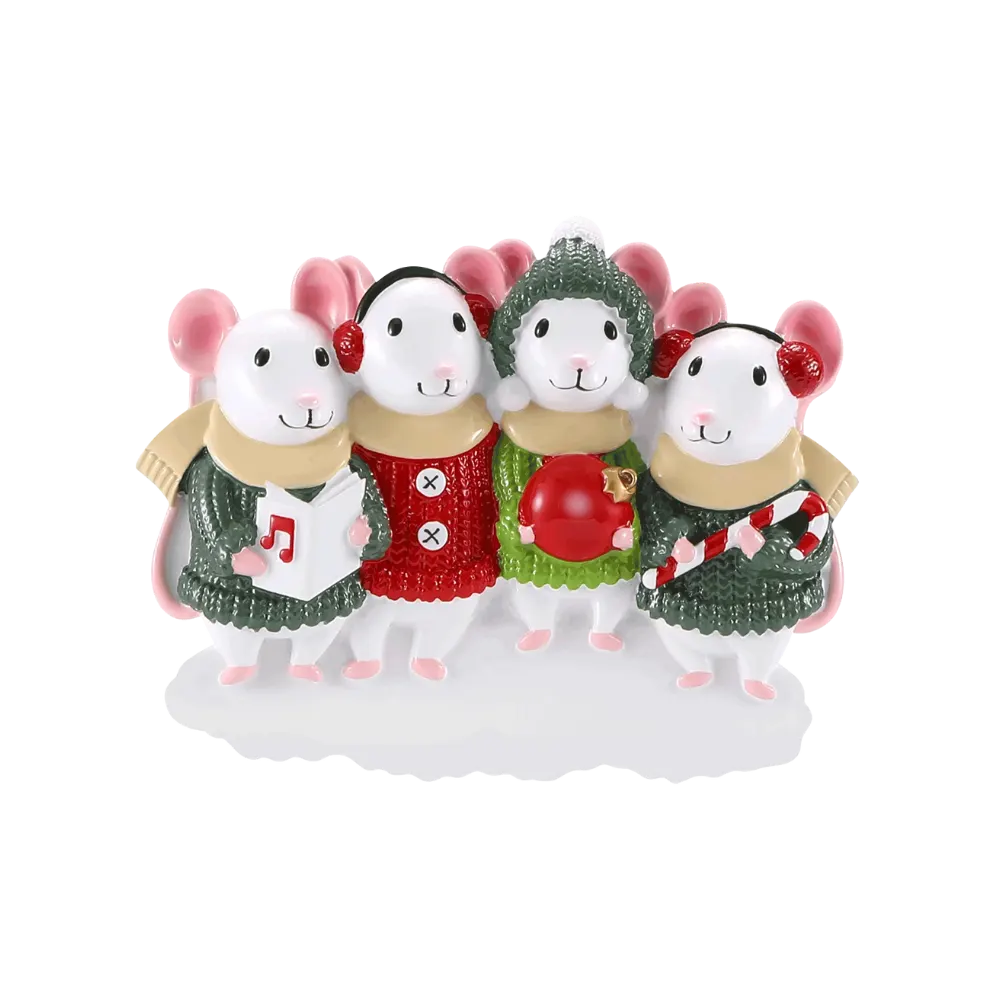 OR2468-4 - Mouse Sweater (Family of 4) Personalised Christmas Decoration