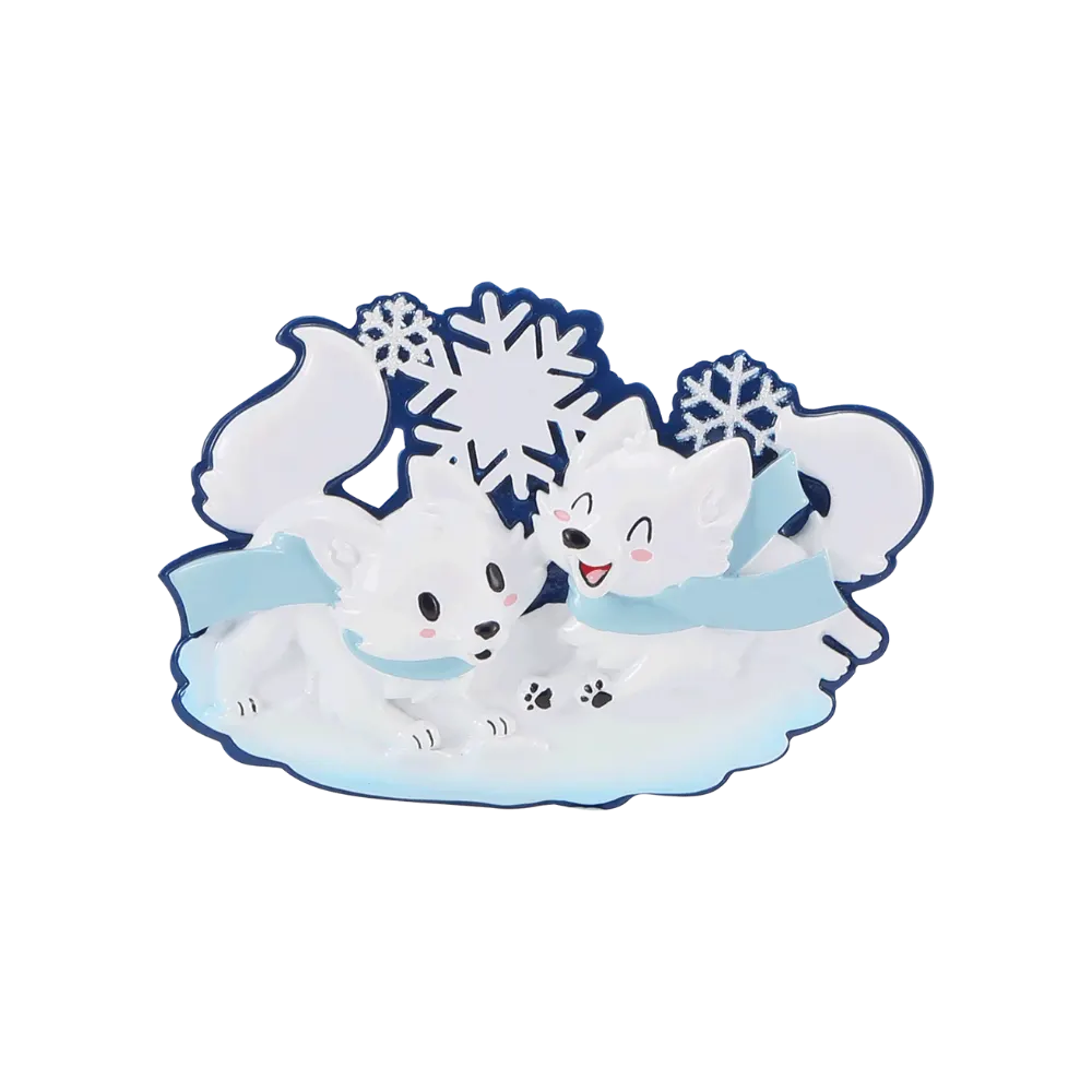 OR2469-2 - Arctic Fox (Family of 2) Personalised Christmas Decoration