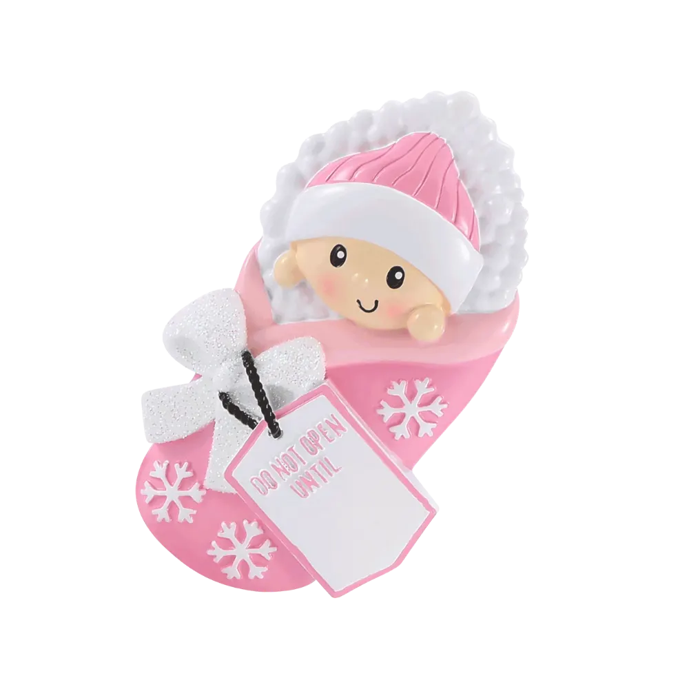 OR2480-P - Do Not Open Until (Pink) Personalised Christmas Decoration