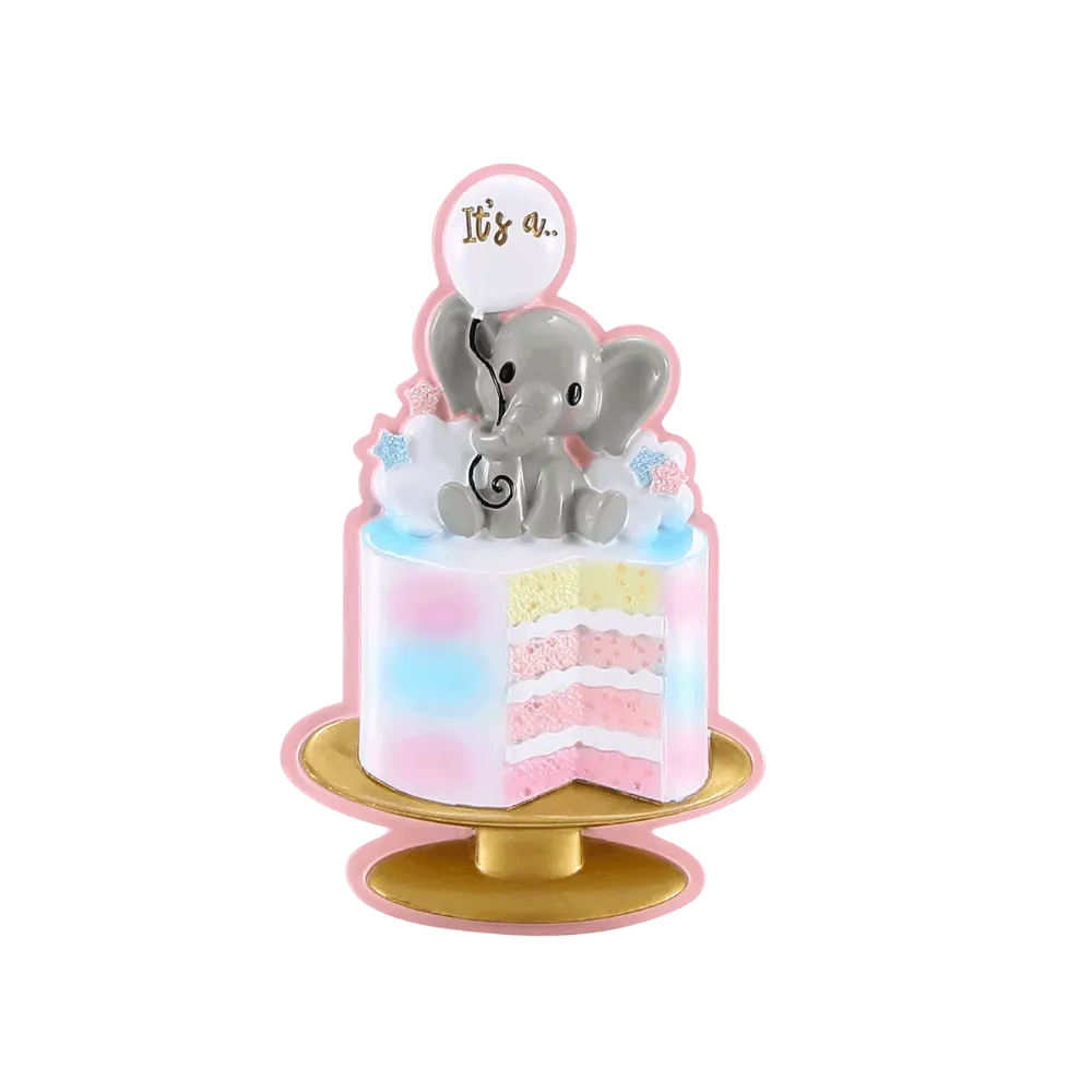 OR2481-P - Gender Reveal Cake (Pink) Personalised Christmas Decoration