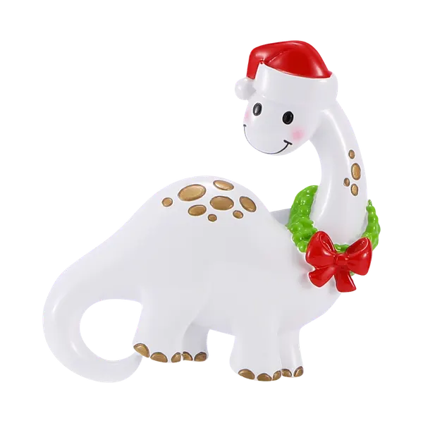 OR2483 - White Dino With Wreath Personalised Christmas Decoration