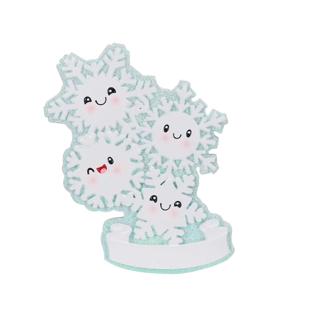 OR2671-4 - Snowflake Family of 4 Personalised Christmas Ornaments