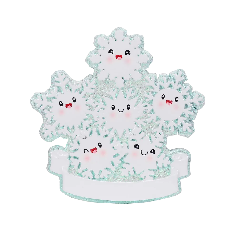 OR2671-6 - Snowflake Family of 6 Personalised Christmas Ornaments