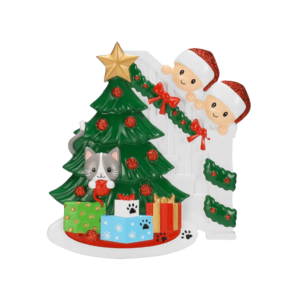 OR2672-2 - Cat in Christmas Tree Family of 2