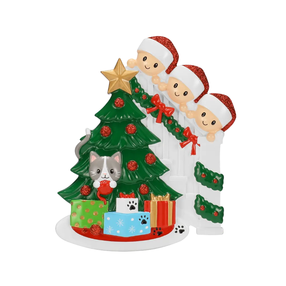 OR2672-3 - Cat in Christmas Tree Family of 3