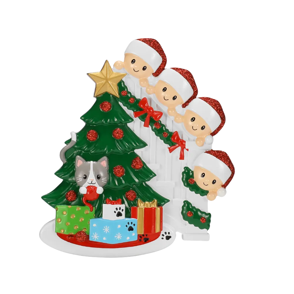 OR2672-4 - Cat in Christmas Tree Family of 4