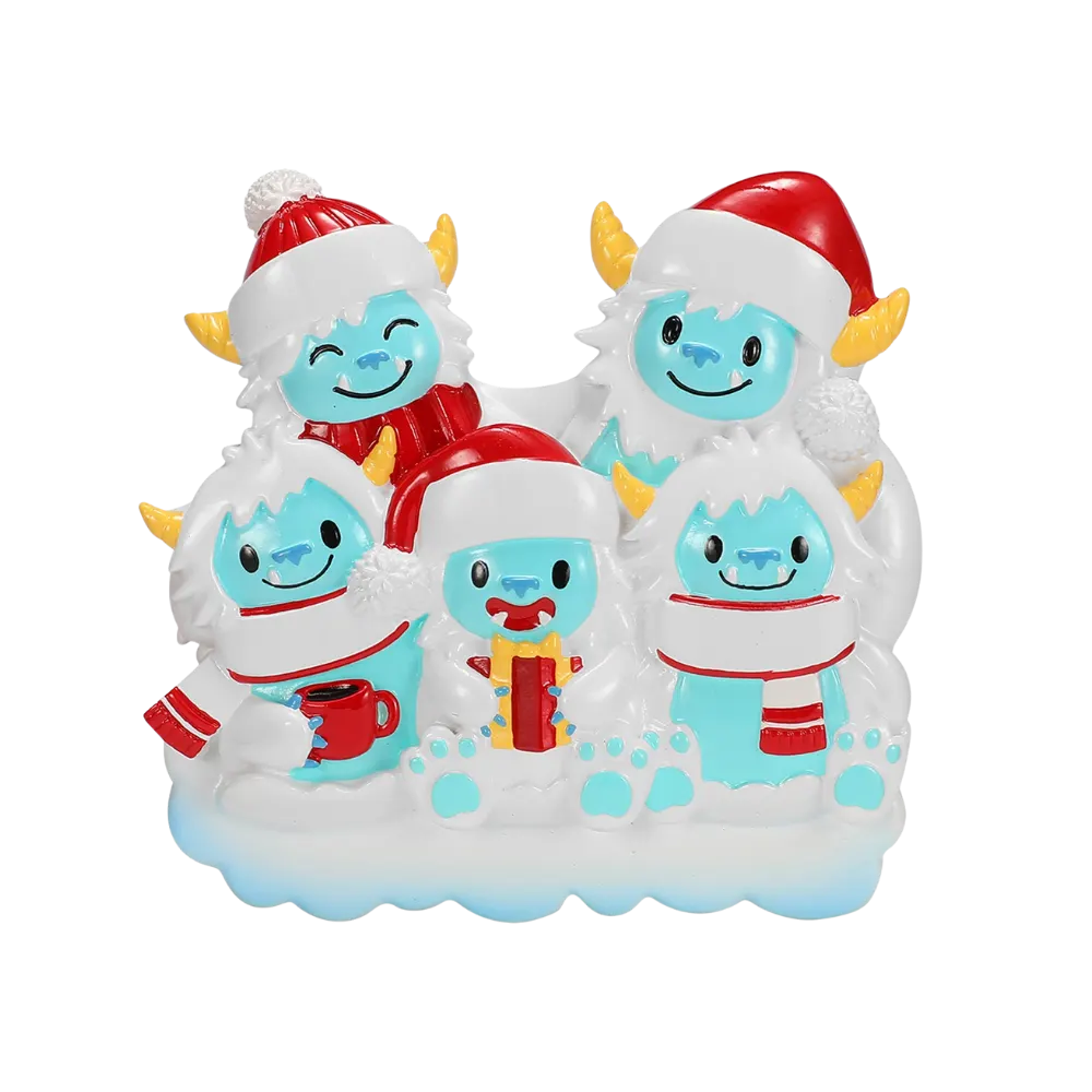OR2675-5 - Yeti Family of 5 Personalised Christmas Ornaments