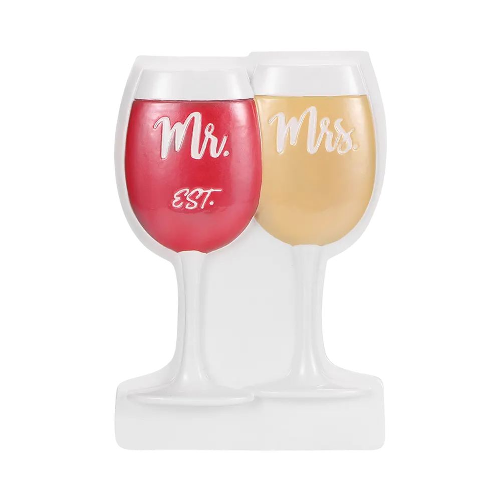 OR2716 - Mr And Mrs Wine Glasses Personalised Christmas Ornaments
