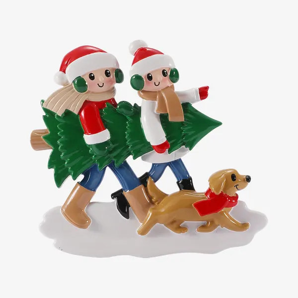 OR3088-2 - Christmas Tree Tradition Family of 2 with Dog