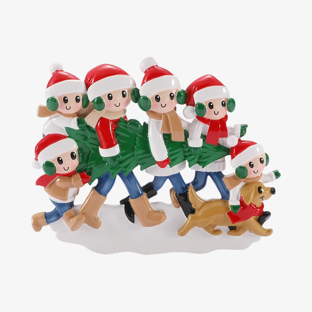 OR3088-6 - Christmas Tree Tradition Family of 6 with Dog