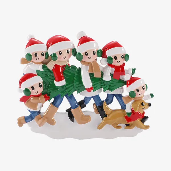 OR3088-6 - Christmas Tree Tradition Family of 6 with Dog
