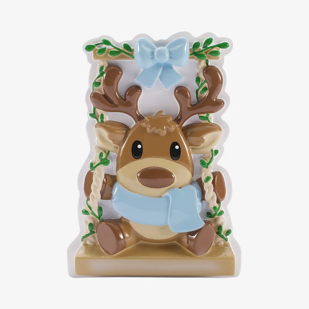 OR3097-B - Baby Reindeer on a Garden Swing - Blue