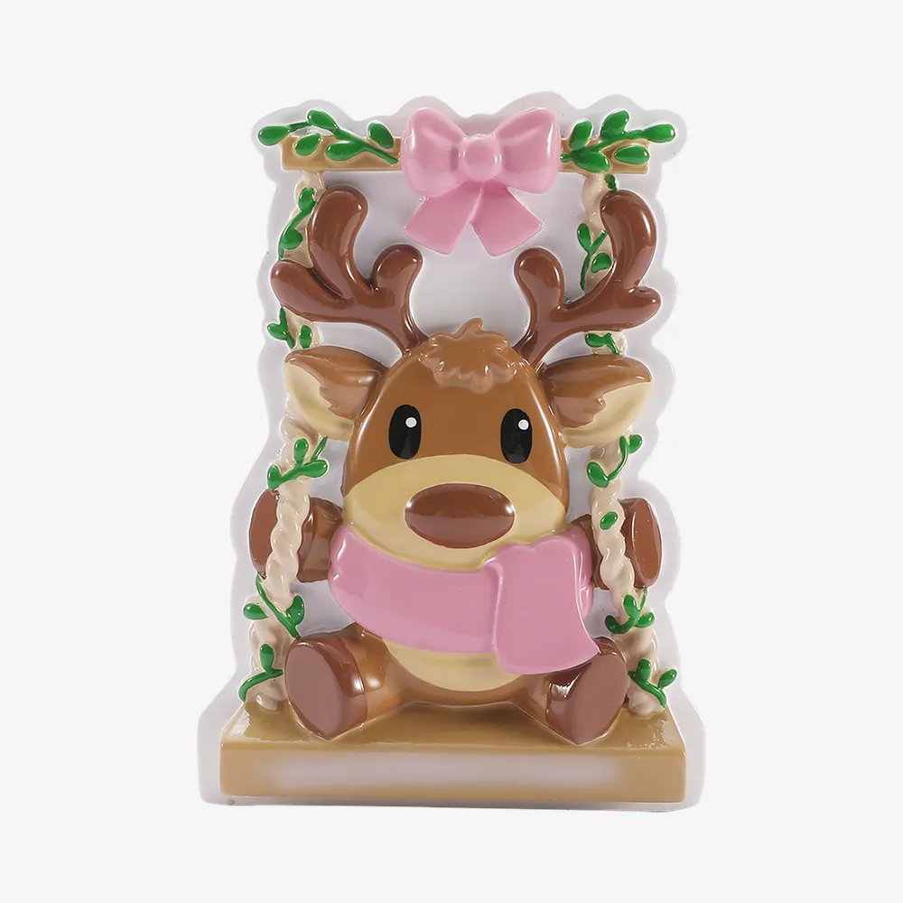 OR3097-P - Baby Reindeer on a Garden Swing - Pink