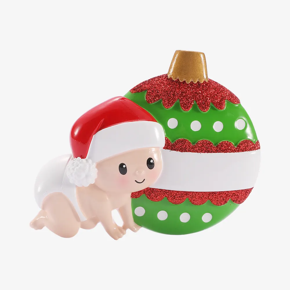 OR3194-RG - Baby Crawling Ornament - Red & Green