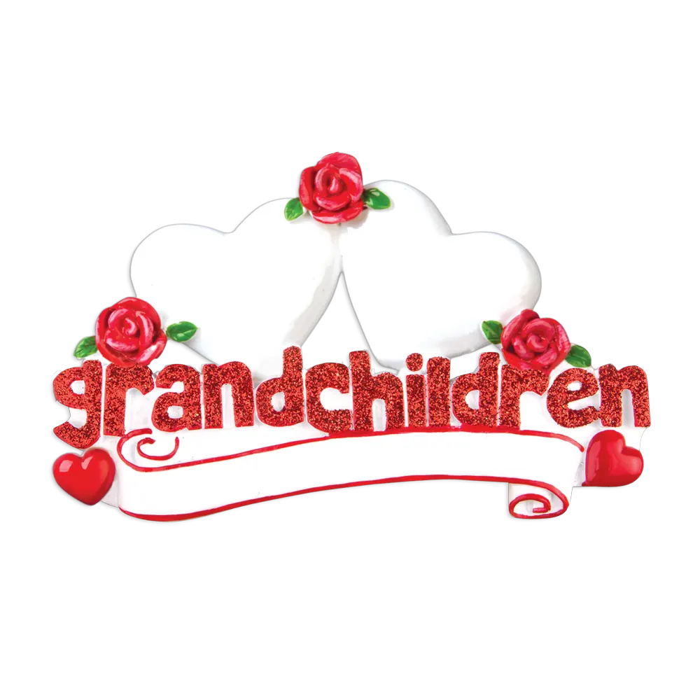 OR529-2 - Grandchildren With Two Hearts Personalised Christmas Decoration
