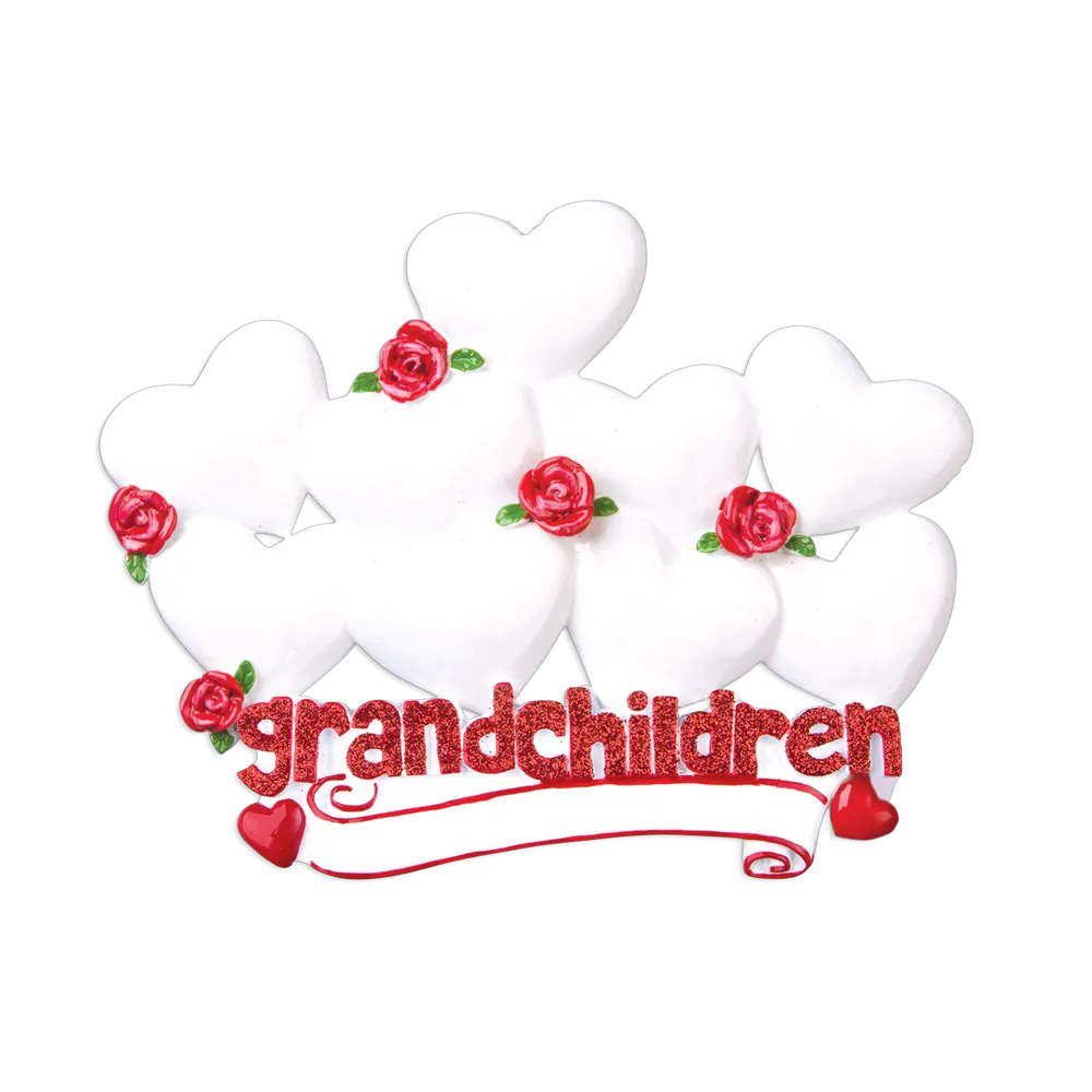 OR529-9 - Grandchildren With Nine Hearts Personalised Christmas Decoration