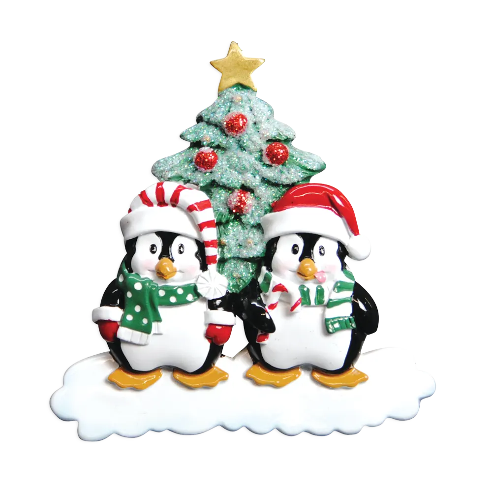 OR629-2 - Winter Penguin Couple Personalised Christmas Decoration