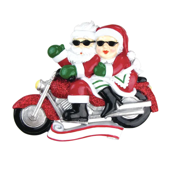 OR792 - Motorcycle Mr. & Mrs. Claus Personalised Christmas Decoration
