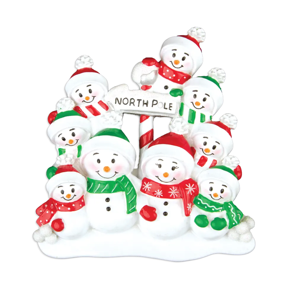 OR967-9 - North Pole Family of 9 Personalised Christmas Decoration
