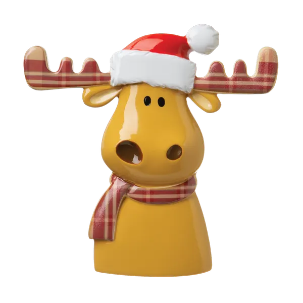 P18-03-011 - Reindeer With Plaid Antlers And Hat Personalised Christmas Decoration