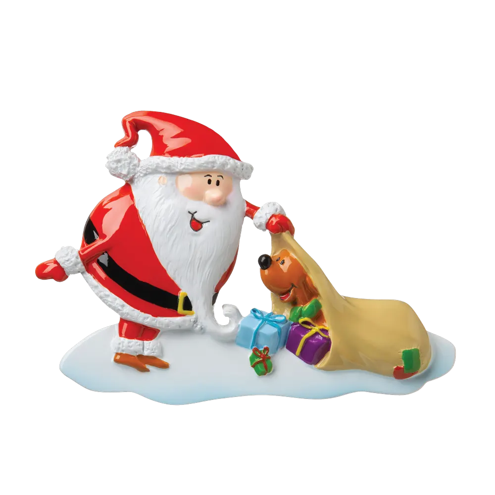 P18-03-033 - Santa With Dog 2 Personalised Christmas Decoration