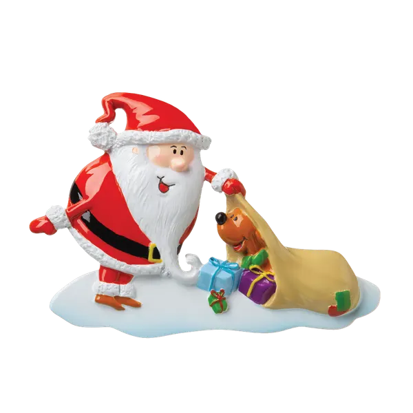 P18-03-033 - Santa With Dog 2 Personalised Christmas Decoration