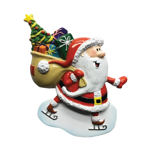P18-03-034 - Santa On Ice Skates Personalised Christmas Decoration