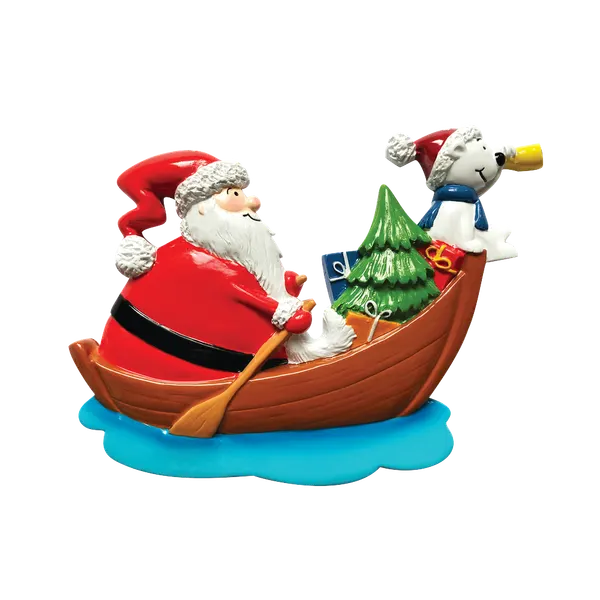 P18-03-051 - Santa in Boat Personalised Christmas Decoration