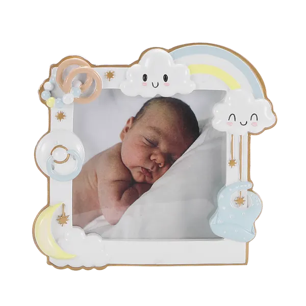 PF2478-B - Modern Baby Frame (Blue) Personalised Christmas Decoration