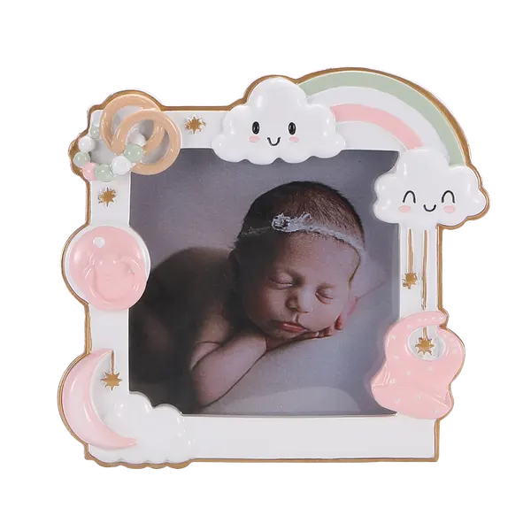 PF2478-P - Modern Baby Frame (Pink) Personalised Christmas Decoration