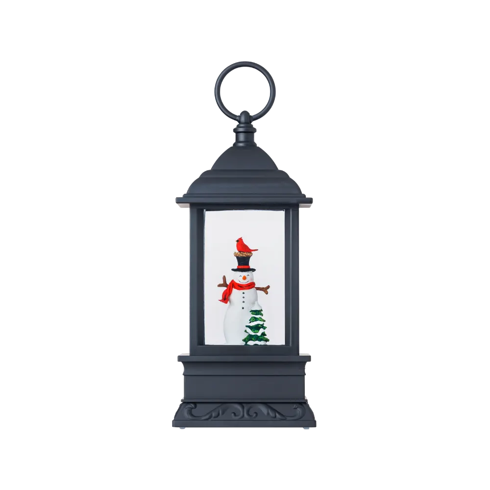 SG22005 - 9"H LED Snowman Plastic Water Lantern Glitter Spinner