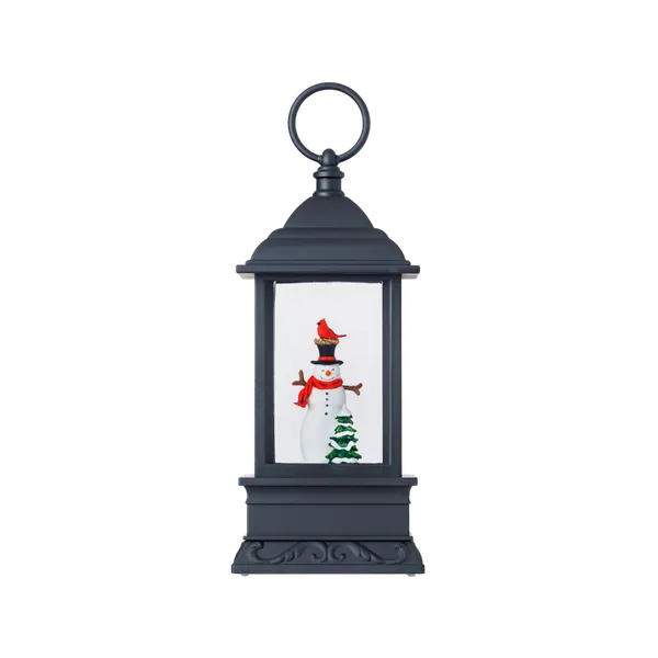 SG22005 - 9"H LED Snowman Plastic Water Lantern Glitter Spinner