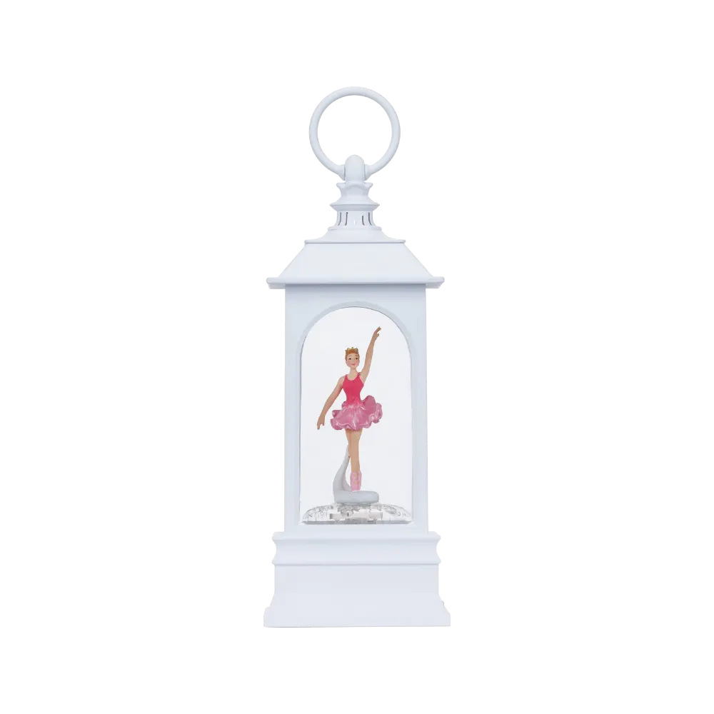 SG22010 - 9.25"H LED Rotated Ballerina Plastic Water Globe Lantern Glitter Spinner