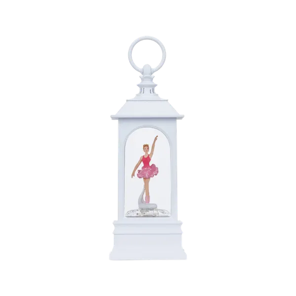 SG22010 - 9.25"H LED Rotated Ballerina Plastic Water Globe Lantern Glitter Spinner