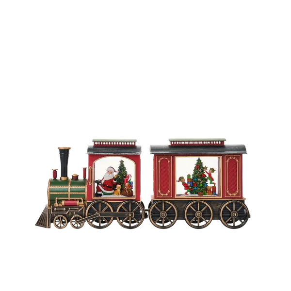 SG23151 - 8"H LED Two Piece Train Water Globe Lantern Glitter Spinning