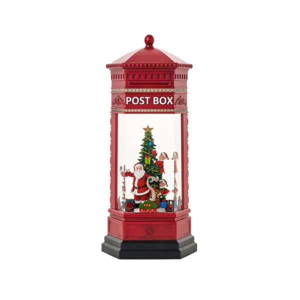SG23C033 - 13"H LED Santa Water Globe Lantern Glitter Rotating