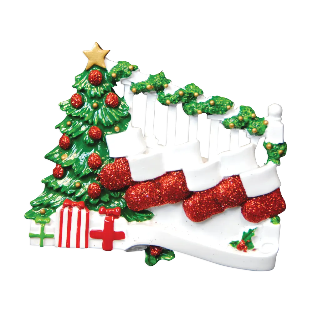 TT823-6 - Bannister with 6 Stockings Christmas Table Topper