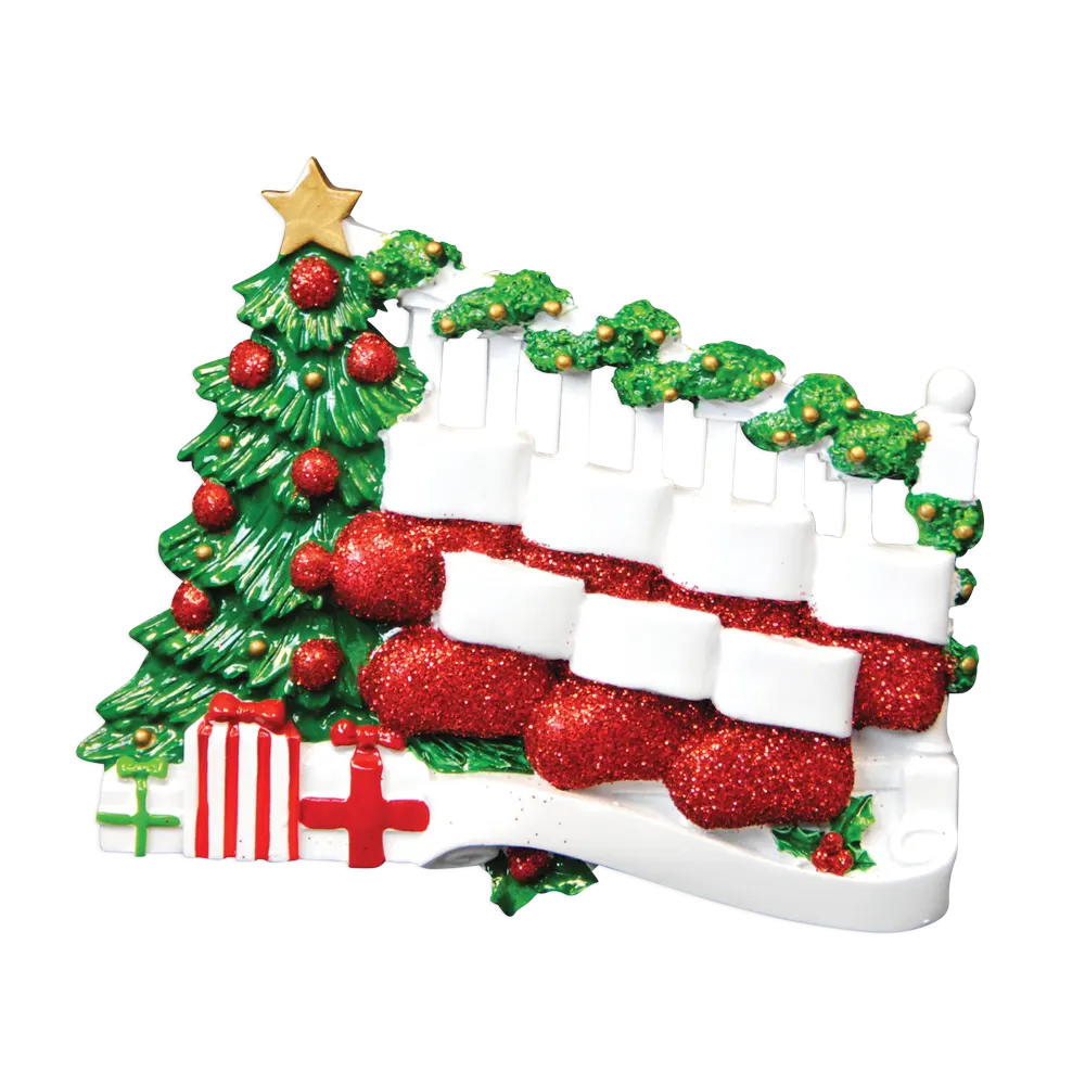 TT823-7 - Bannister with 7 Stockings Christmas Table Topper