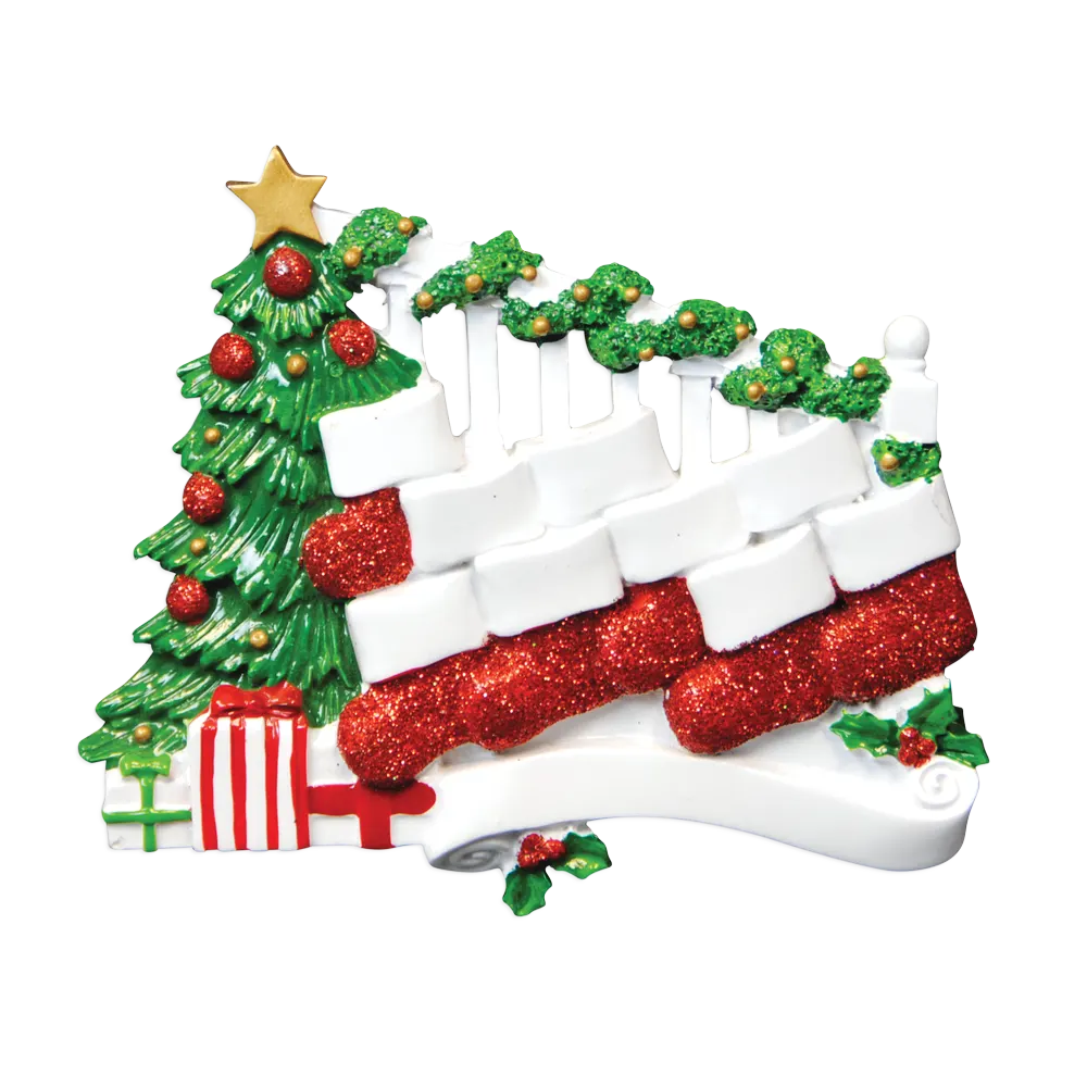 TT823-9 - Bannister with 9 Stockings Christmas Table Topper