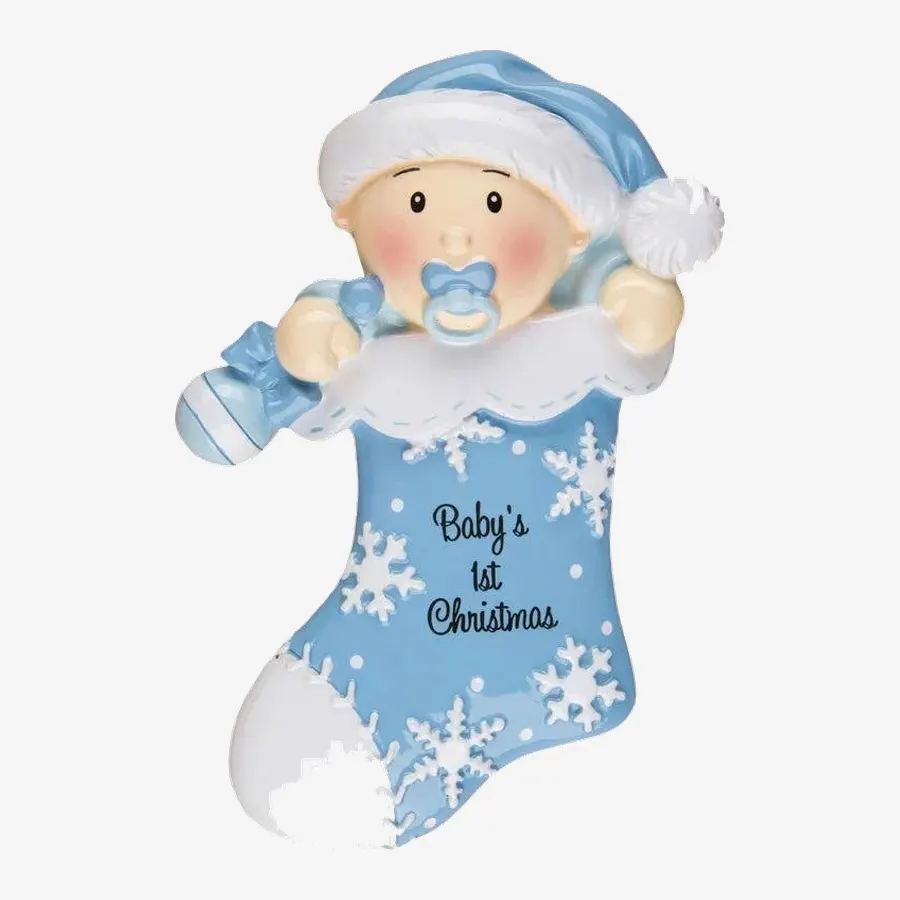 OR1252-B - Baby's First Stocking (Blue) Personalised Christmas Decoration