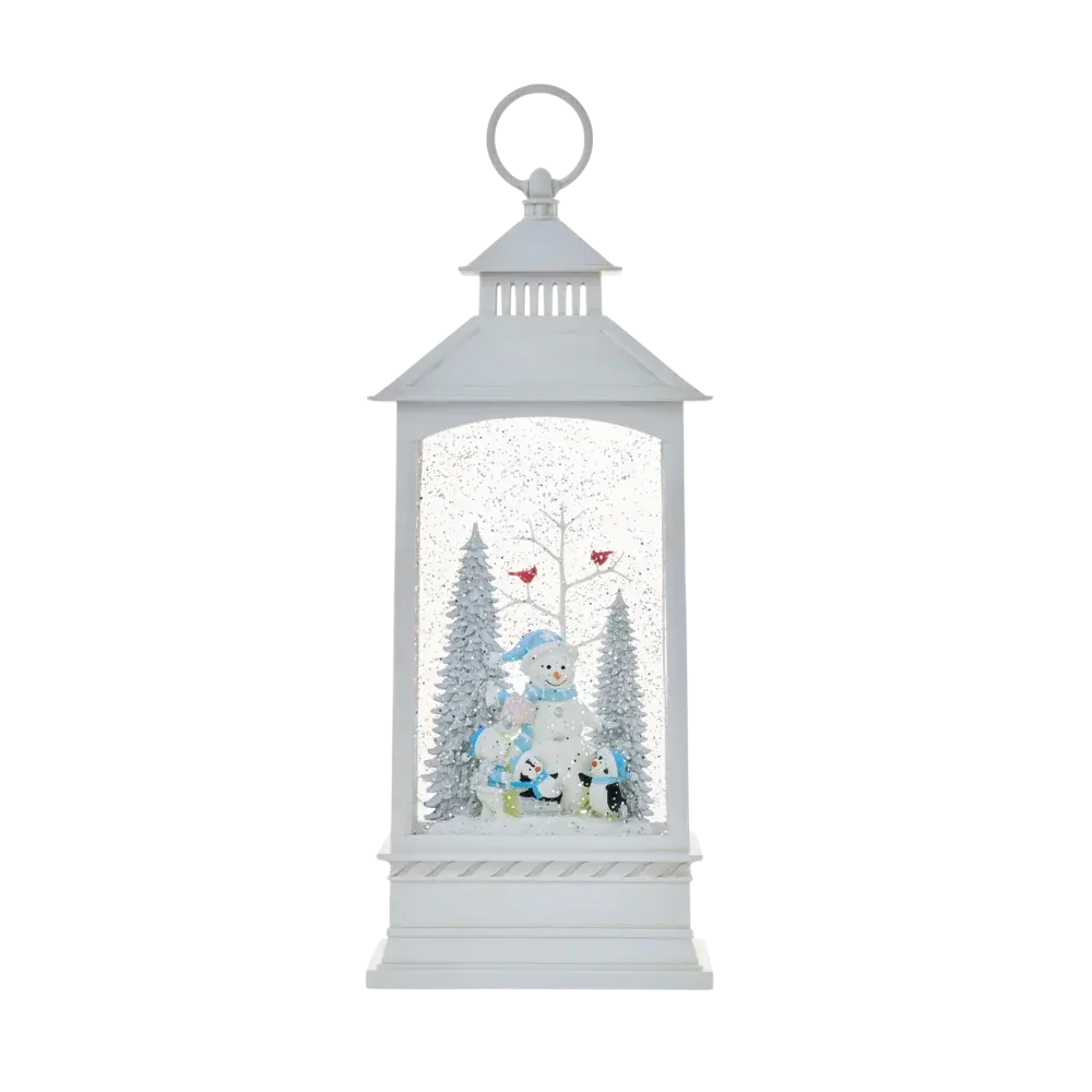 SG24085 - 14" LED Cardinals with Tree Water Globe Lantern Glitter Spinning